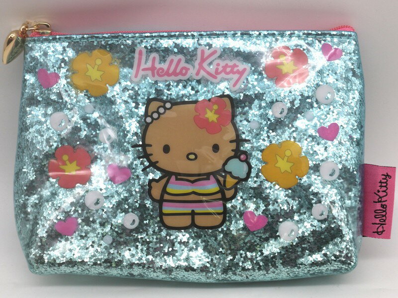 ハローキティ グリッター ポーチ 日焼け サンリオキャラクターズ グッズ 小物入れ かわいい 人気 sanrio 化粧ポーチ メイクポーチのサムネイル