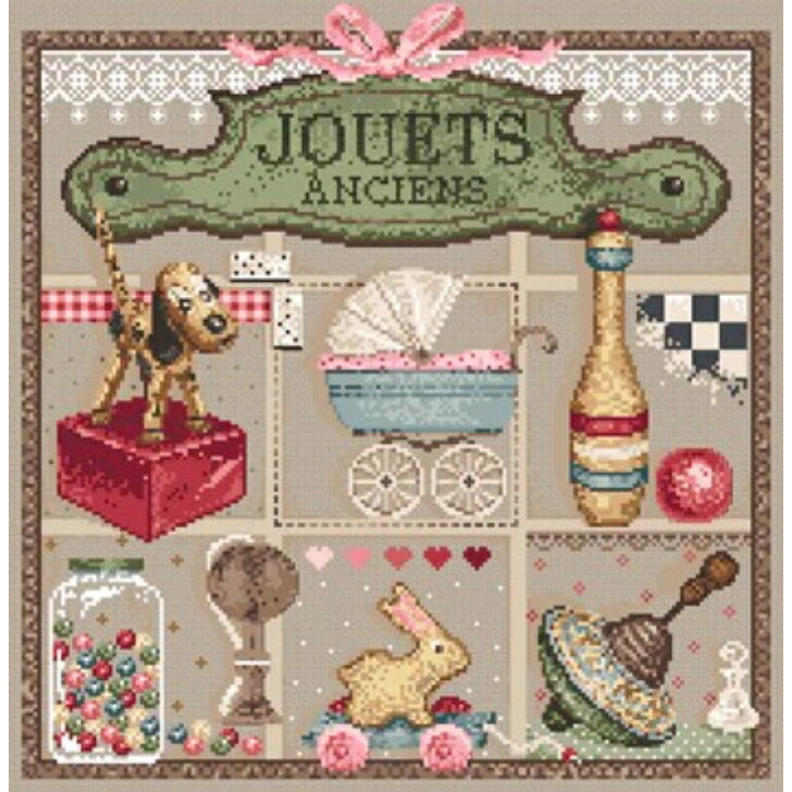 ★2024NEW★フランス &#128151; 輸入クロスステッチ マダム・ラ・フェ MADAME LA FEE 【Jouets Anciens 】◆古いおもちゃ◆ Madame La Fee クロスステッチ チャート 図案 チャーム付 Madame La Fee 可愛い 図案 手芸 刺繍 マダムラフェ 幸せ