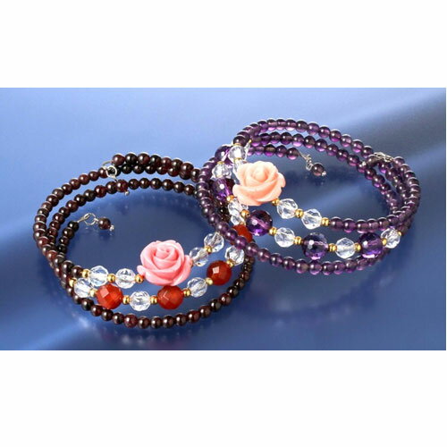 バラの貴石ブレス アクセサリー ブレスレット 腕輪 バラの花とパワーストーン バラの貴石ブレスアクセ..