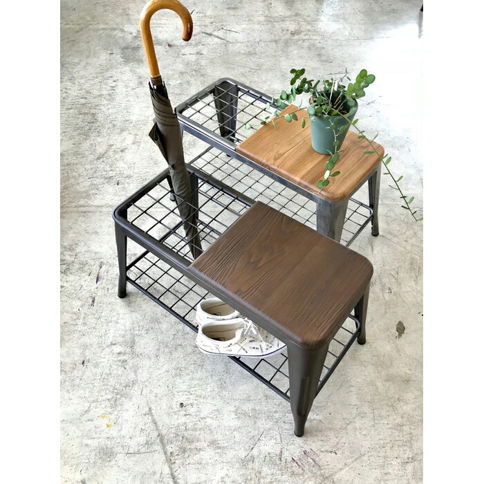 【直送品・大感謝価格】1281 アンブレラスタンドベンチ ダークブラウン/クリア 幅790mm×奥行410mm×高さ..