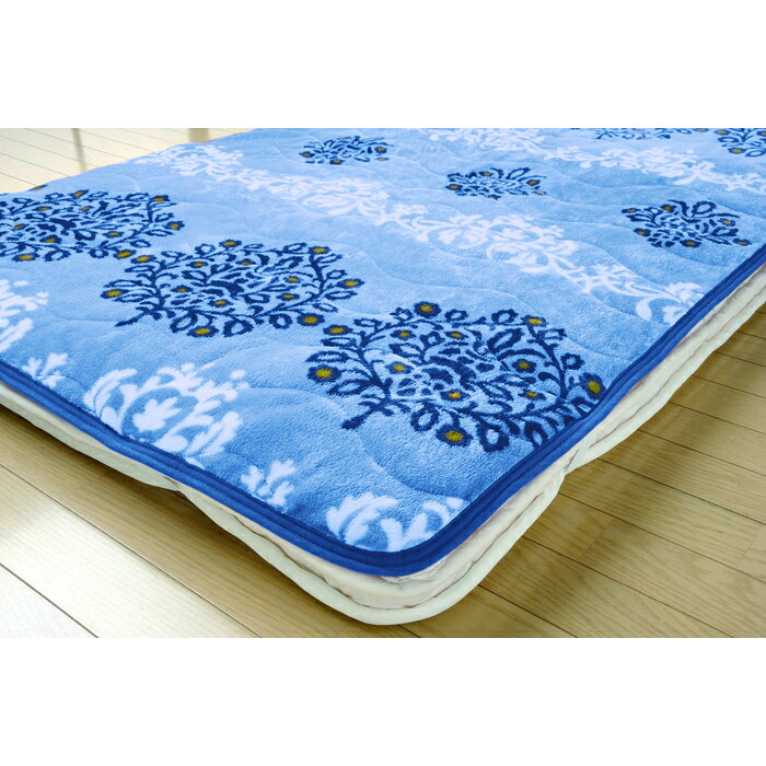 【直送品・大感謝価格】あったかマイクロファイバー敷きパッド(プリント柄) ワイン系:182840/ブルー系:182841 100×200cm [2]