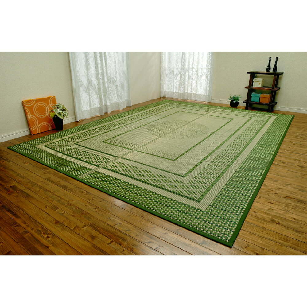 Rakuten - 【直送品・大感謝価格 】イ草清涼小紋柄敷物 KC17-01 191×250cm い草100％ 不織布貼 グリーン