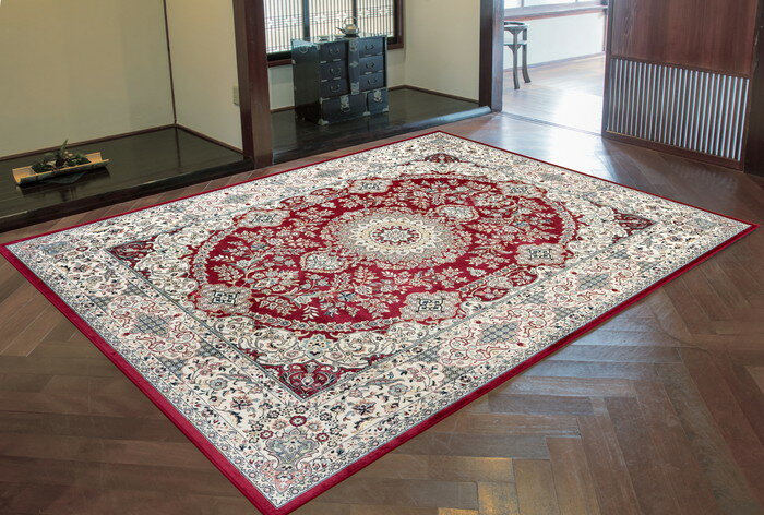 176 cm - 261 cm - 【直送品】ベルギー製モケット織カーペット ロイヤル2 195×250cm レッド/グリーン/ベージュ R1487623RE/R1487623GN/R1487623BE【ヘルシ価格】インテリア マット カーペット じゅうたん 絨毯