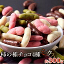 【ネコポス】4種類の味で後引く甘辛さ!!リッチな柿の種チョコミックス4種 300g【割引不可品】 おつまみ お菓子 チョコレート コーティング ミルクチョコ ストロベリーチョコ ホワイトチョコ 抹茶