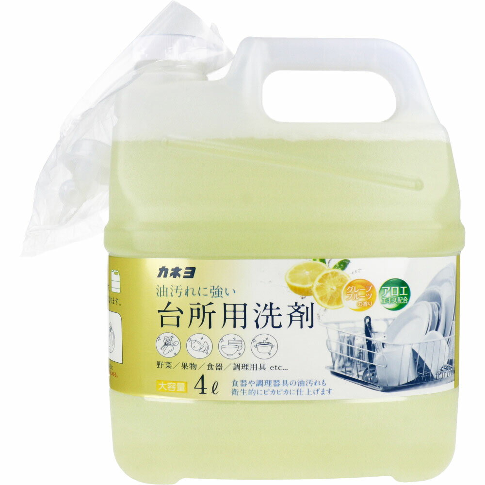 【楽天倉庫直送h】業務用 台所用洗剤 大容量 グレープフルーツの香り 4L【ヘルシ価格】【返品キャンセル不可】 洗剤 キッチン用洗剤 クリーナー 油汚れ落とし