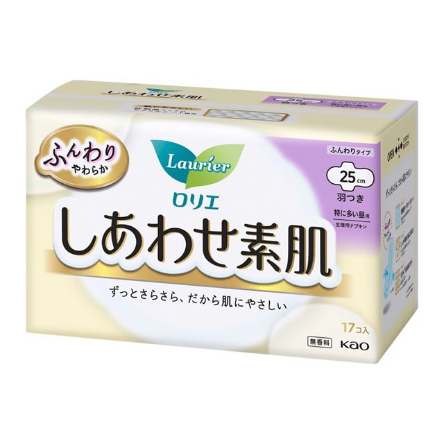 【楽天倉庫直送h】【2個セット】【医薬部外品】ロリエ しあわせ素肌 特に多い昼用 25cm 羽つき 17コx2..