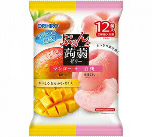 【直送品】【120個セット】ぷるんと蒟蒻ゼリーパウチ マンゴー＋白桃 240g(20g×12個)x120個セット 食品 お菓子 おやつ プチサイズ 大容量 ゼリー