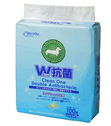 クリーンワン ダブル抗菌ペットシート レギュラー 100枚ペットグッズ 犬用品 トイレ用品 ペットシーツ 厚型 抗菌