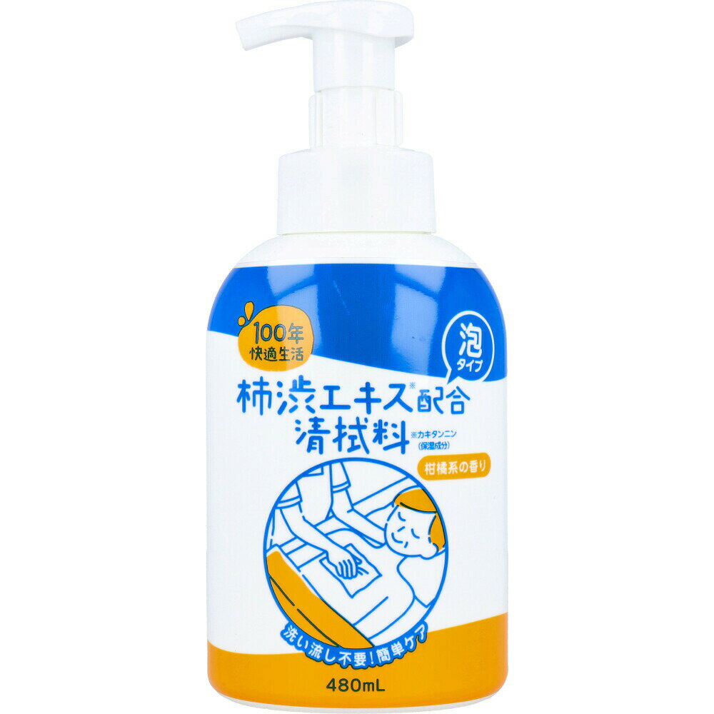 【楽天倉庫直送h】【2個セット】100年快適生活 柿渋エキス配合清拭料 泡タイプ 柑橘系の香り 480mLx2個..