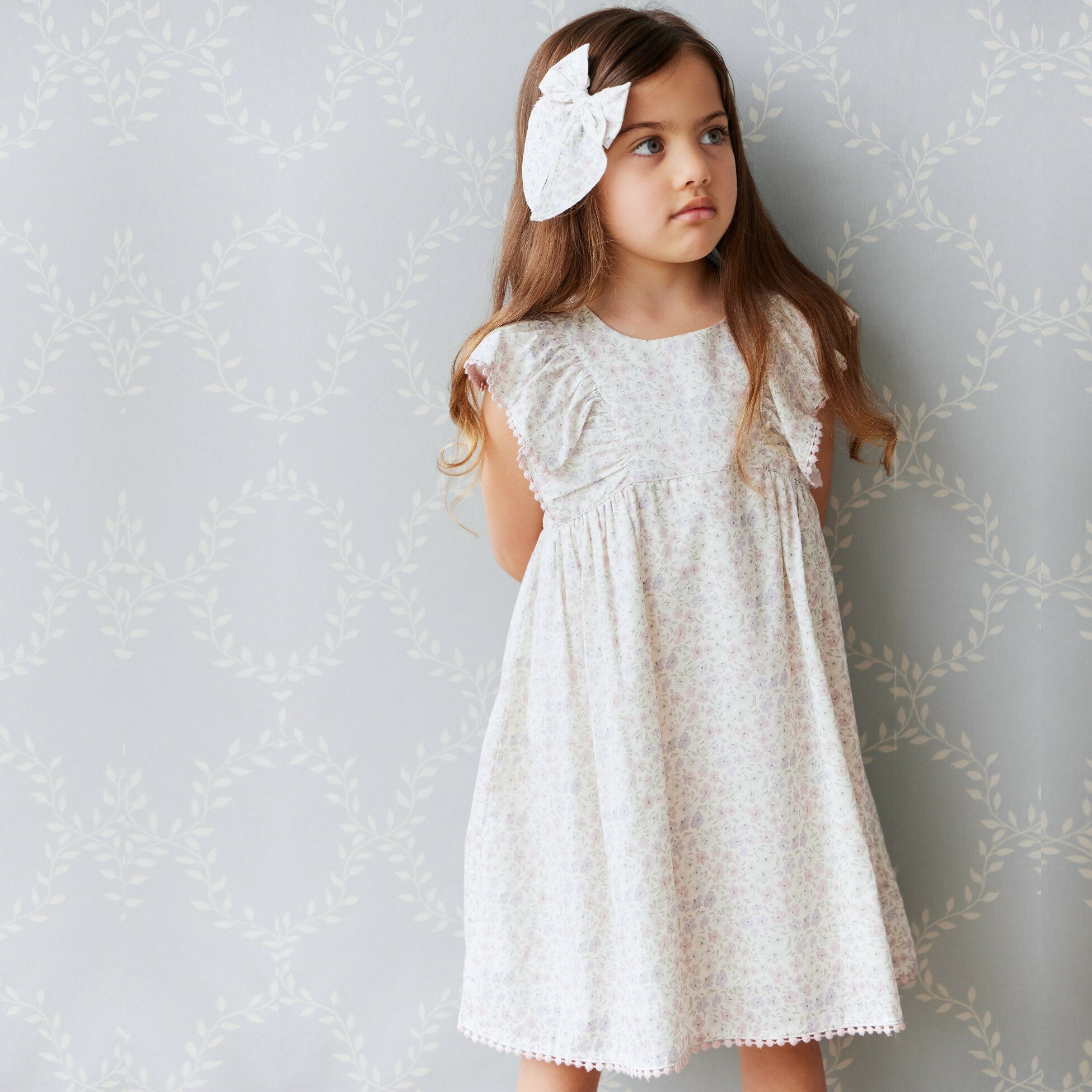 (Lulu)【Jamie Kay】【ジェイミーケイ】 2024SS 24ss 春夏 子供服 Organic Cotton Gabrielle Dress Fifi Lilac ワンピース | 子供 ベビー キッズ 女の子 おしゃれ 上品 かわいい