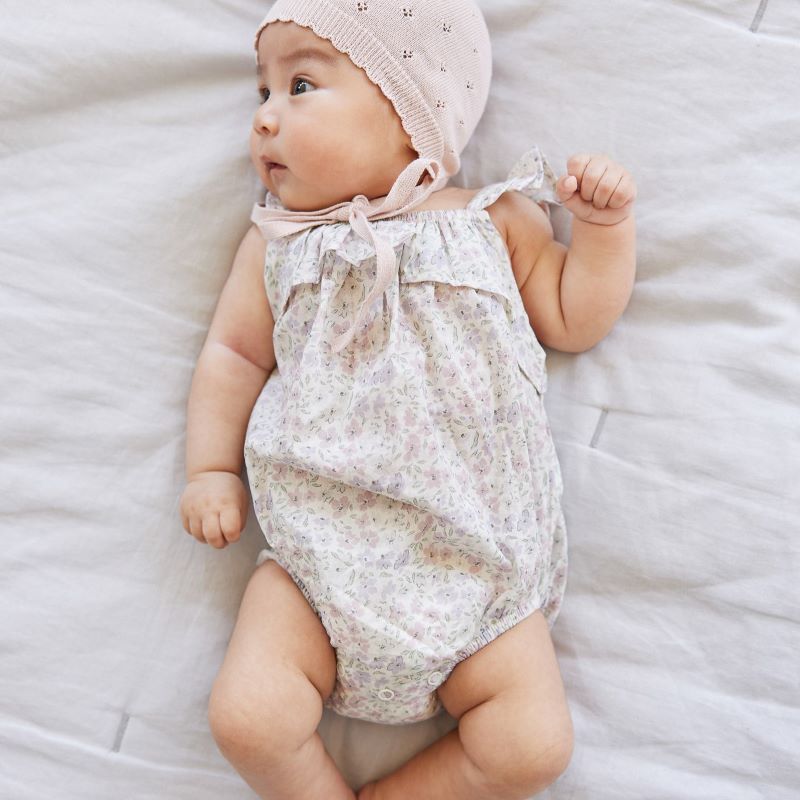 (Lulu)【Jamie Kay】【ジェイミーケイ】 2024SS 24ss 春夏 子供服　Organic Cotton Mallory Onepiece Fifi Lilac ロンパース | ボディースーツ 子供 ベビー 女の子 おしゃれ 上品 かわいい