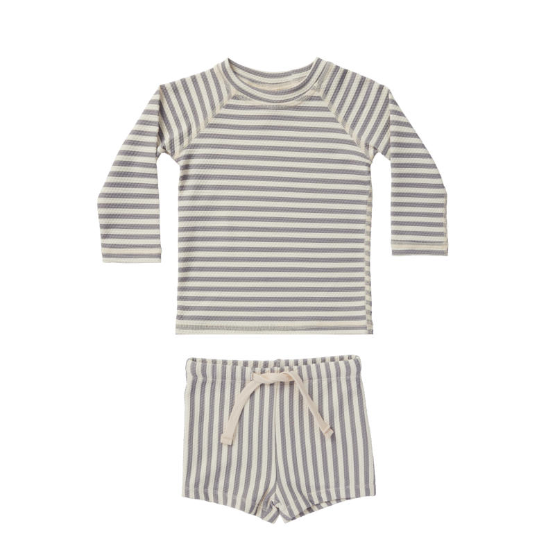 (drop2)【Quincy Mae】 【クインシーメイ】 2024SS 24ss 春夏 子供服 FINN RASHGUARD + SHORT SET ラッシュガード、スイムスーツ LAGOON STRIPE | 水遊び スイムウェア 70cm80cm90cm100cm 子供 キッズ ベビー ご出産お祝い ギフト かわいい 男の子 1