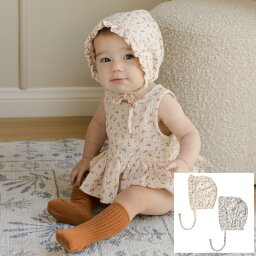 【Quincy Mae】 【クインシーメイ】 2024SS 24ss 春夏 ベビー服 WOVEN RUFFLE BONNET オーガニックガーゼボンネット | 子供 ベビー帽子 ギフト ご出産お祝い