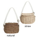 【送料無料】Olli Ella（オリエラ） MINICHARI BAG 2WAYバスケットショルダー　natural、straw【ベビー 子供 ままごと】【ショルダーバッグ　自転車カゴ カゴ収納】【ハンドメイド】