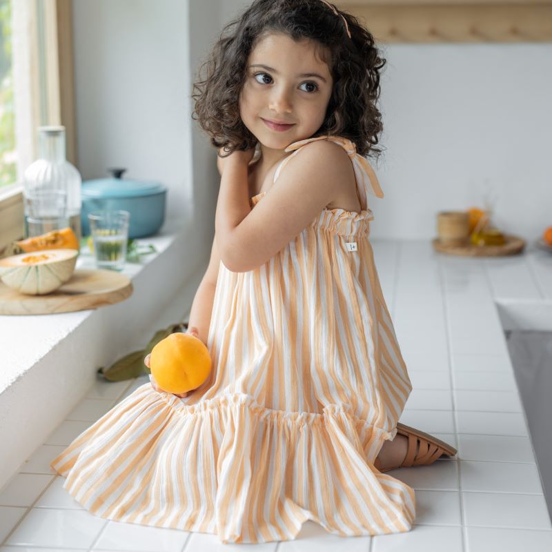 【1 + in the family ワンモアインザファミリー】 2025SS 25ss 春夏 ベビー服 ARAIA 肩リボンノースリーブワンピース| オシャレ かわいい 子供服