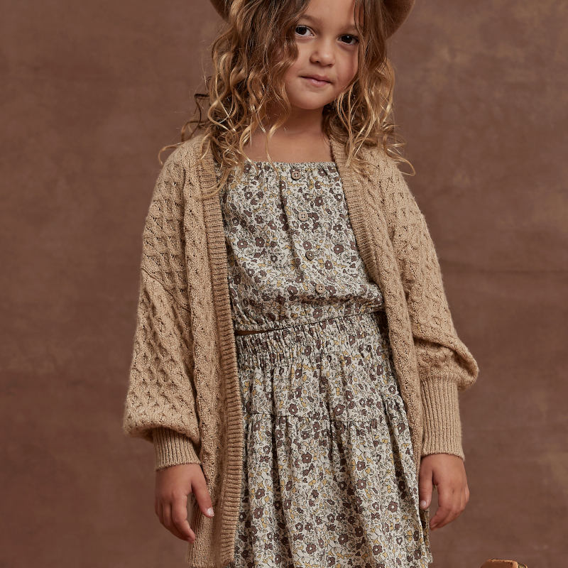 【楽天スーパーセールで60%OFF】 Rylee & Cru / ライリーアンドクルー 2022AW 秋冬 子供服 gretel cardigan ハニカム編みカーディガン PUTTY 18-24m 2-3y 4-5y 6-7y | アウター ベビー キッズ 女の子 出産祝い 人気