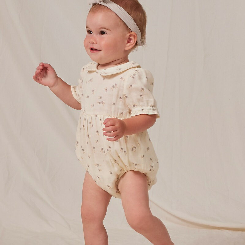 Rylee & Cru / ライリーアンドクルー 2023SS 春夏 ベビー服 GRACIE ROMPER　襟付きデイジー柄ロンパース BLUE DAISY 12-18m 18-24m 2-3y| ワンピース ロンパース 花柄　襟付き　ベビー 女の子 出産祝い 人気