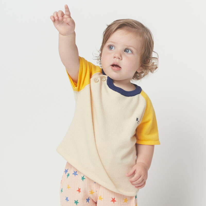 BOBO CHOSES ボボショセス ボボショーズ 2023SS 春夏 ベビー服 B.C. Sail Rope knitted T-shirt 半袖コットンニット12m(80cm)18m(86cm)24m(92cm) | トップス 80cm85cm90cm 子供 ベビー 男の子 女の子 おしゃれ 人気ブランド