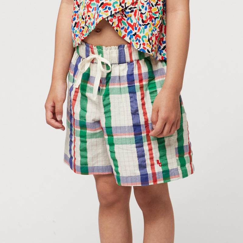 (drop2) 【BOBO CHOSES】ボボショセス ボボショーズ 2024SS 24ss 春夏 子供服 Madras Checks woven bermuda shorts マドラスチェックパンツ | 90cm100cm110cm120cm ズボン ハーフパンツ 子供 キッズ 男の子 女の子 おしゃれ 人気ブランド