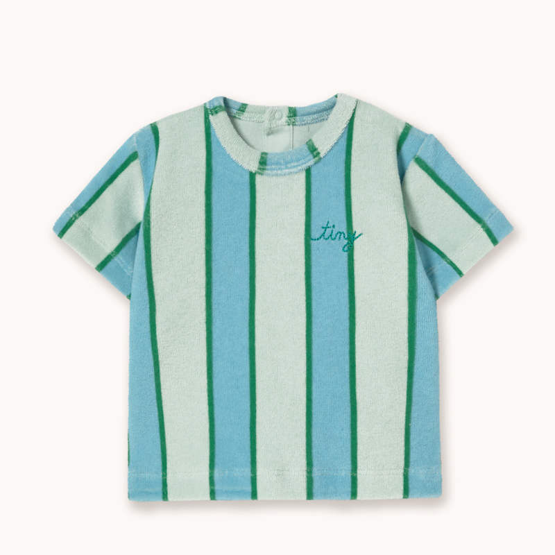 【drop2】TINYCOTTONS / タイニーコットンズ 2026SS 26ss 春夏 ベビー服 RETRO STRIPES BLUE TOWEL BABY TEE ベビー半袖Tシャツ ｜カットソー 子供 キッズ 男の子 女の子 おしゃれ Tシャツ 出産祝い 人気ブランド 贈り物