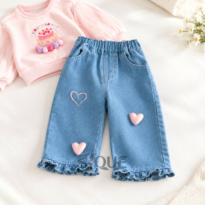 【原産国／製造国: 中国】 .子供服 デニムパンツ 女の子 春物 ロングパンツ 3歳 4歳 5歳 ハート柄 コットン 普段着 デイリーウェア カジュアル かわいい 伸縮性 ウエストゴム 73 80 90 100 110 120 春夏。キッズ、ボトムス、長ズボン、ジーンズ、ガールズ、通園、お出かけ、遊び着、春服、夏服、デイリーコーデ、カジュアルコーデ、動きやすい、子ども用、人気、おすすめ、ランキング、セール検索におすすめです。。 指定された配送時間は承っておりません。【モナショップ楽天市場店】