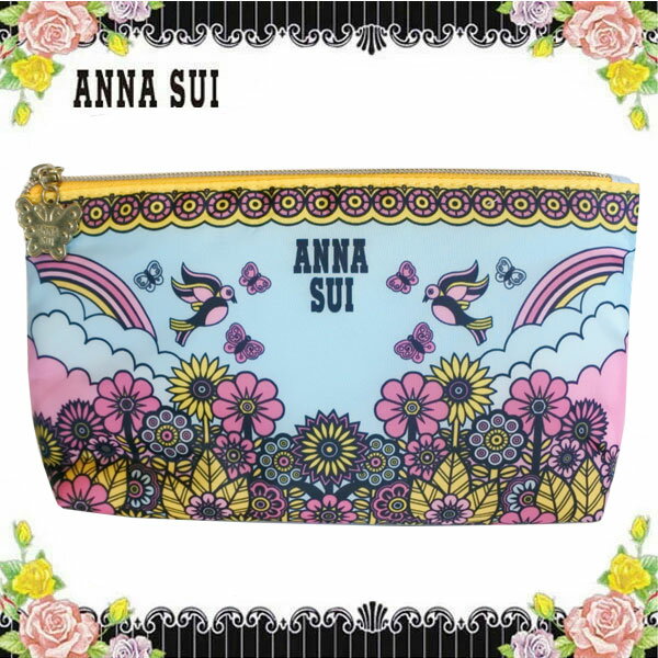 アナスイ ポーチ かわいい 小物入れ ANNA SUI スカイ 香水 Sky ブルー 青 バタフライ 柄 ポーチ ブランド メイクポーチ メイク 蝶 コスメ ブランド かわいい お返し お祝い 贈り物 プレゼント ギフト ブランド クリスマス ハロウィン プレゼント