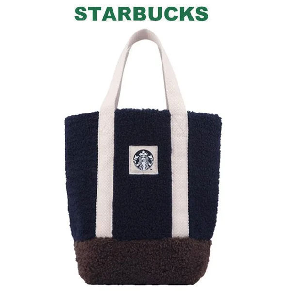 【海外限定】スターバックス STARBUCKS スタバ 女神 ふわふわ パッチワーク バッグ エコバッグ 通勤 通学 鞄 ブラック カバン かばん バッグギフト ブランド かわいい おしゃれ お返し クリスマス 誕生日 プレゼントのサムネイル