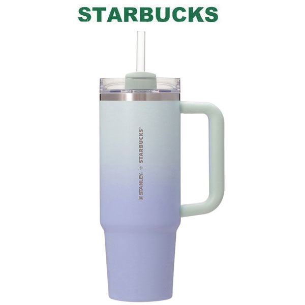 スターバックス STARBUCKS SAKURA2025 3WAYステンレスタンブラーSTANLEY ミント グリーン グラデーション 887ml ストロー 青 ブルー　 タンブラー 水筒 マイボトル ロゴ ピンク かわいい お返し ギフト プレゼント 就職祝い お祝い ホワイトデー ブランド 真空二重構造のサムネイル