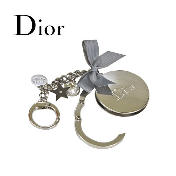 【海外限定】ディオール ビューティー Dior Beauty☆ キーホルダー アクセサリー 銀 シルバー ロゴ リボン バッグハンガー バッグフォルダー キラキラ チャーム キーリング チャームブランド クリスマス ハロウィン バレンタイン