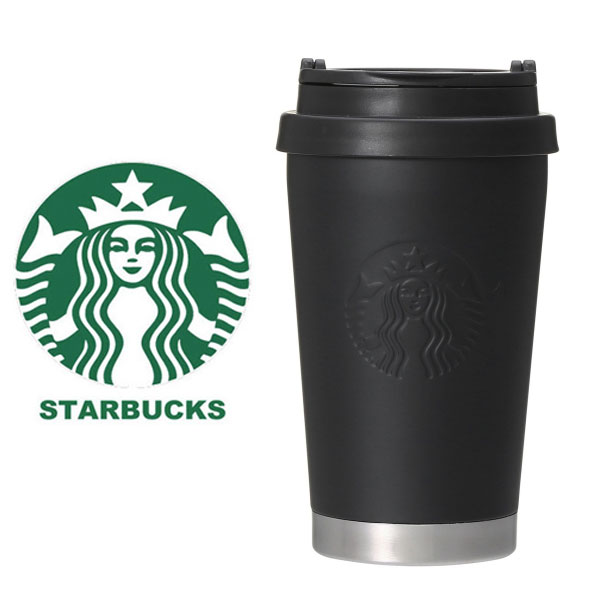 スターバックス STARBUCKS スタバ☆タンブラー 食器 ロゴ 真空二重構造ステンレス エンボス加工 黒 ブラック 保温 保冷 シンプル ステンレス 水筒 ブランド クリスマス ハロウィン バレンタイン