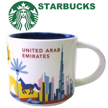 【海外限定】STARBUCKS スターバックス コーヒー スタバ☆マグカップ You Are Here Collectionシリーズ アラブ首長国連邦 United Arab Emirates ドバイ UAE アラブ 中東 食器 ロゴ 世界 青 ブルー 白 ホワイト マグ コップ 陶器