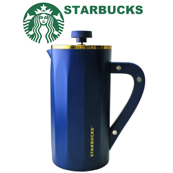 【海外限定】スターバックス STARBUCKS スタバ☆コーヒープレス フレンチプレス プレッシャー 抽出器 食器 紺 シアン ブルー ゴールド シンプル カフェ コーヒー豆 ブランド クリスマス ハロウィン バレンタインのサムネイル