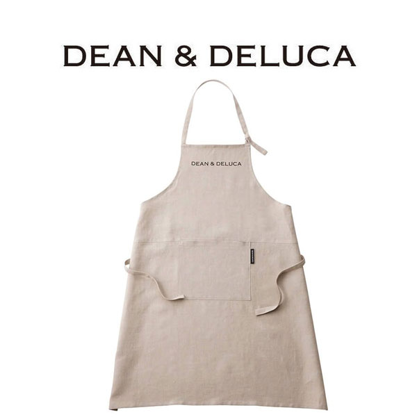 楽天moncachetteディーン＆デルーカ DEAN&DELUCA エプロン 前掛け タブリエ 胸当て クッキング 料理 キッチン ベージュ ナチュラル リネン 麻 ロゴ 正規品 おしゃれ シンプル ギフト プレゼント ディーンアンドデルーカ レディース メンズ ブランド クリスマス ハロウィン バレンタイン