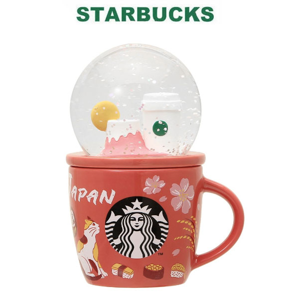 STARBUCKS スターバックス コレクタブルスノーグローブ＆マグJAPAN89ml マグカップ コップ カップ デミタスマグ コーヒー スノーグローブ スノードーム ミニ 雪 赤 寿司 ネコ 日本 ジャパン 富士山 さくら 桜 サクラク ブランド クリスマス ハロウィン バレンタイン