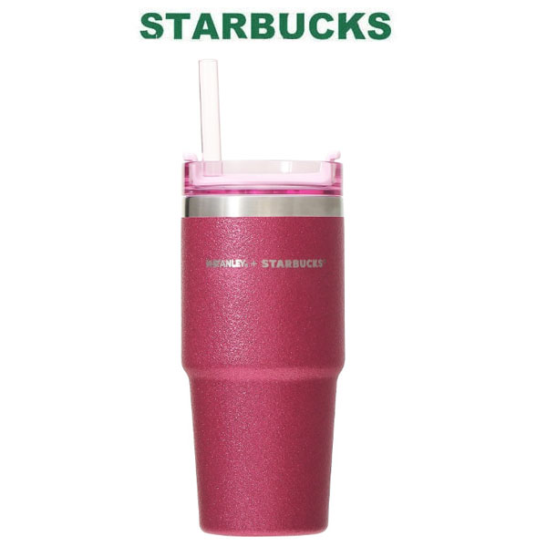 スターバックス STARBUCKS スタバ STANLEY スタンレー タンブラー ステンレス食器 アウトドア トラベル 水筒 ピンク ラメ 保温 保冷 473ml 3WAY 真空 タンブラー ステンレス 水筒 マイボトル ギフト プレゼント コーヒー ブランド クリスマスのサムネイル