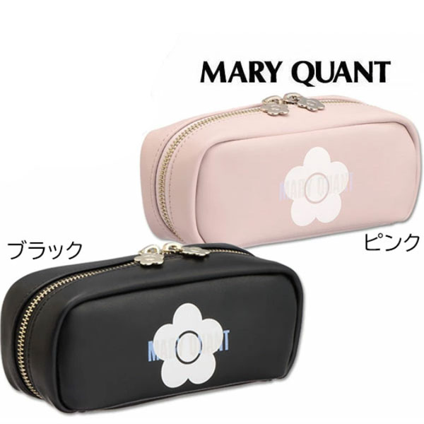 マリークワント マリークワント MARY QUANT マリクワ オーロラロゴプリント Wポケットペンケース ブラック ピンク 小物入れ 化粧 デイジー ブランドポーチ 化粧 メイク コスメ プレゼント ギフト かわいい おしゃれ お返し クリスマス 誕生日