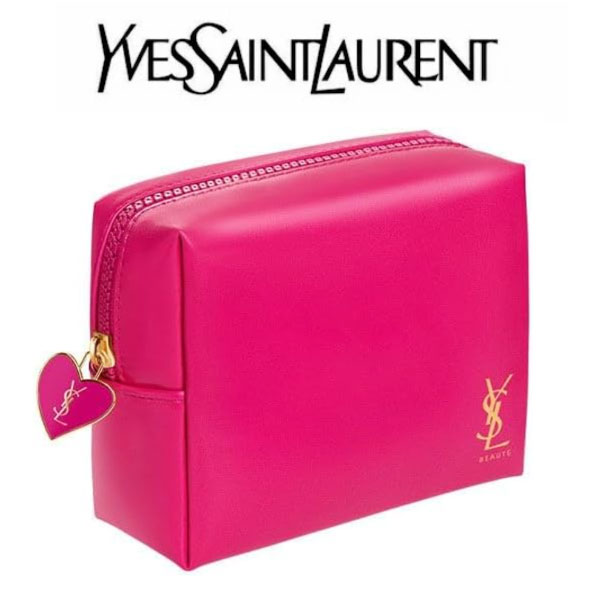 イヴ サンローラン Yves saint Laurent YSL ポーチ 小物入れ ロゴ ピンク スクエア 化粧 かわいい おしゃれ 化粧ポーチ メイク コスメ お返し ギフト プレゼント 就職祝い お祝い ブランド クリスマス ハロウィン バレンタイン プレゼント かわいいポーチ ブランドポーチ