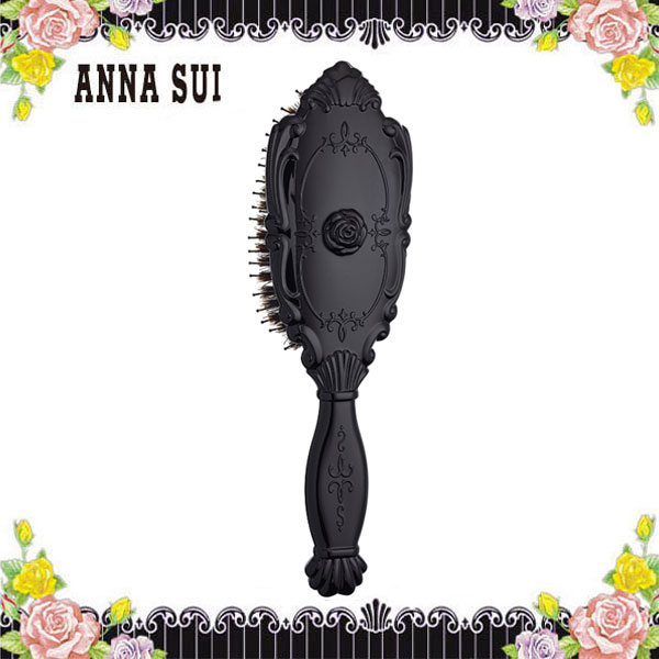 楽天moncachetteアナスイ ANNA SUI くし ブラシ ビューティ メイク小道具 化粧 メイク コスメ 櫛 薔薇 ヘアー ヘア 髪 かわいい おしゃれ ギフト プレゼント お返し バラ ローズ 黒 ブラック 大 ブランド ブランド クリスマス ハロウィン バレンタイン