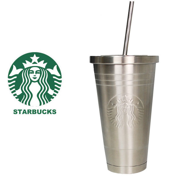 【海外限定】スターバックス STARBUCKS スタバ ☆アイス カップ型 ストロー ステンレス タンブラー シルバー ステンレス 銀 シルバー 保温 保冷 TOGO カップ 女神 ロゴ 型押し 水筒 ブランド クリスマス ハロウィン バレンタイン