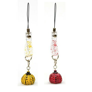 ◆ 草間彌生 yayoi kusama ☆ ストラップ キーホルダー ガチャガチャ ドット 模様 かぼちゃ 南瓜 携帯 イエロー レッド ギフトプレゼントお返し お揃い色違い ブランド クリスマス ハロウィン バレンタイン