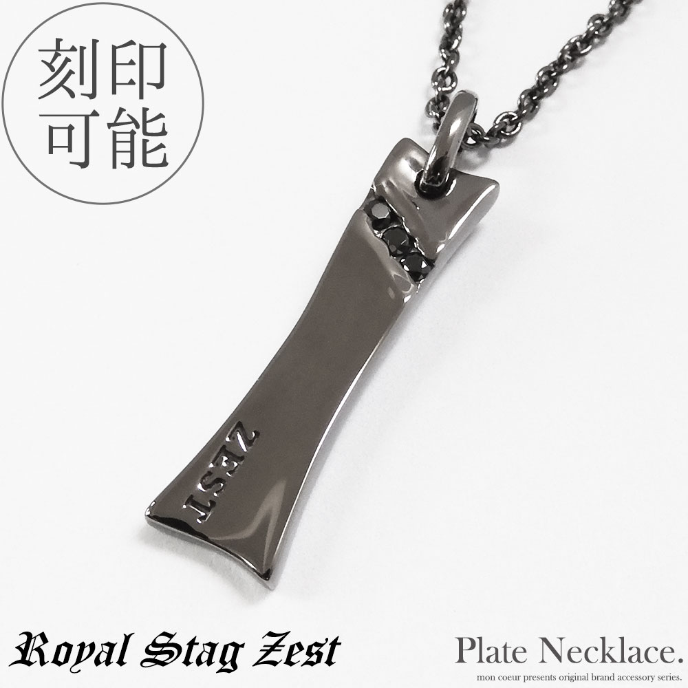 プレート ネックレス キュービックジルコニア CZ シルバー925 メンズ ギフト プレゼント ブラック Royal Stag Zest ロイヤルスタッグゼスト ブランド