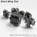 単品販売 ブラックCZ スタッドピアス 片耳用 キュービックジルコニア シルバー925 ピアス ミル スクエア クロス メンズ レディース ギフト プレゼント ブラック Royal Stag Zest ロイヤルスタッグゼスト ブランド