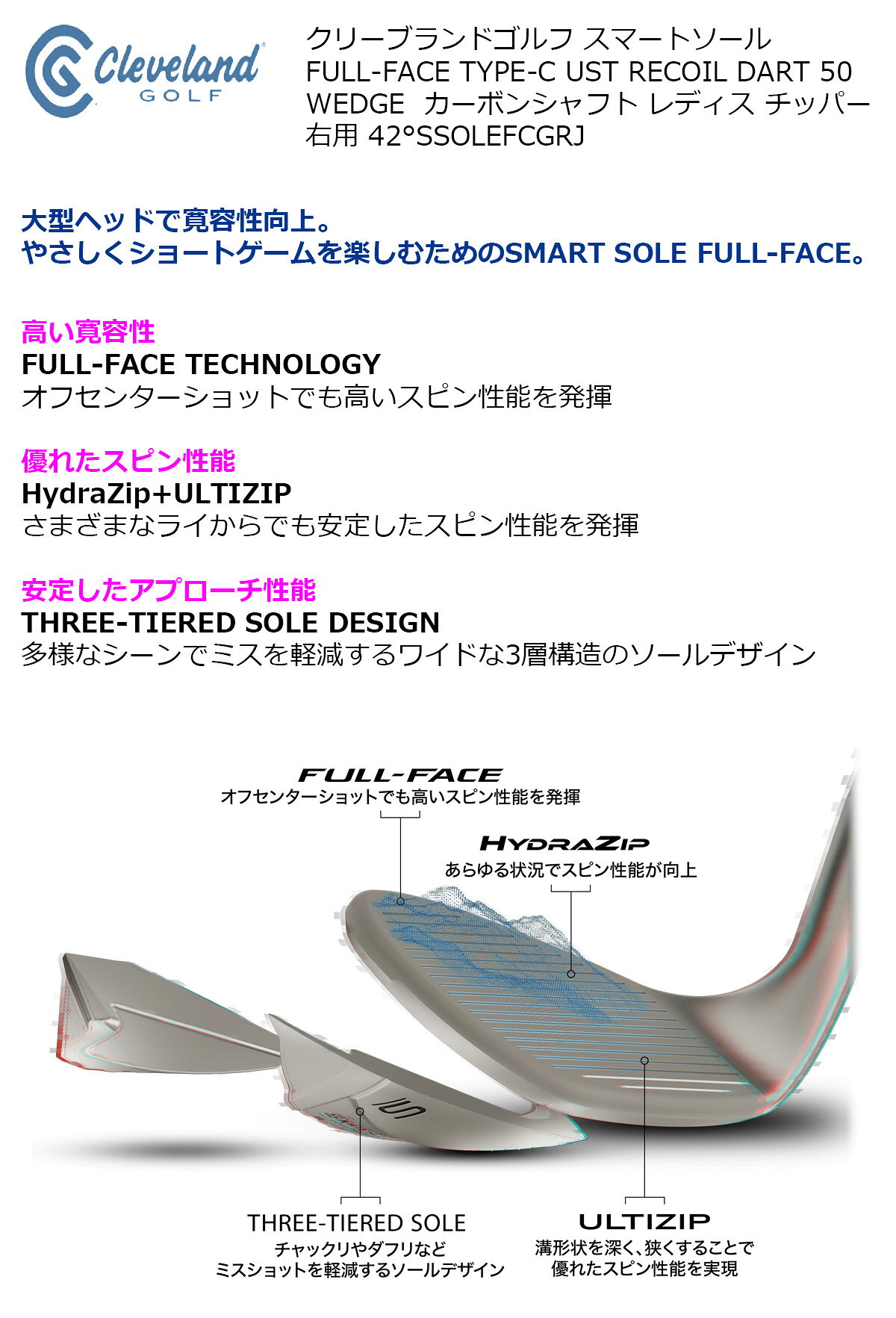レディース ウェッジ チッパー クリーブランド スマートソール TYPE-C カーボン レ...