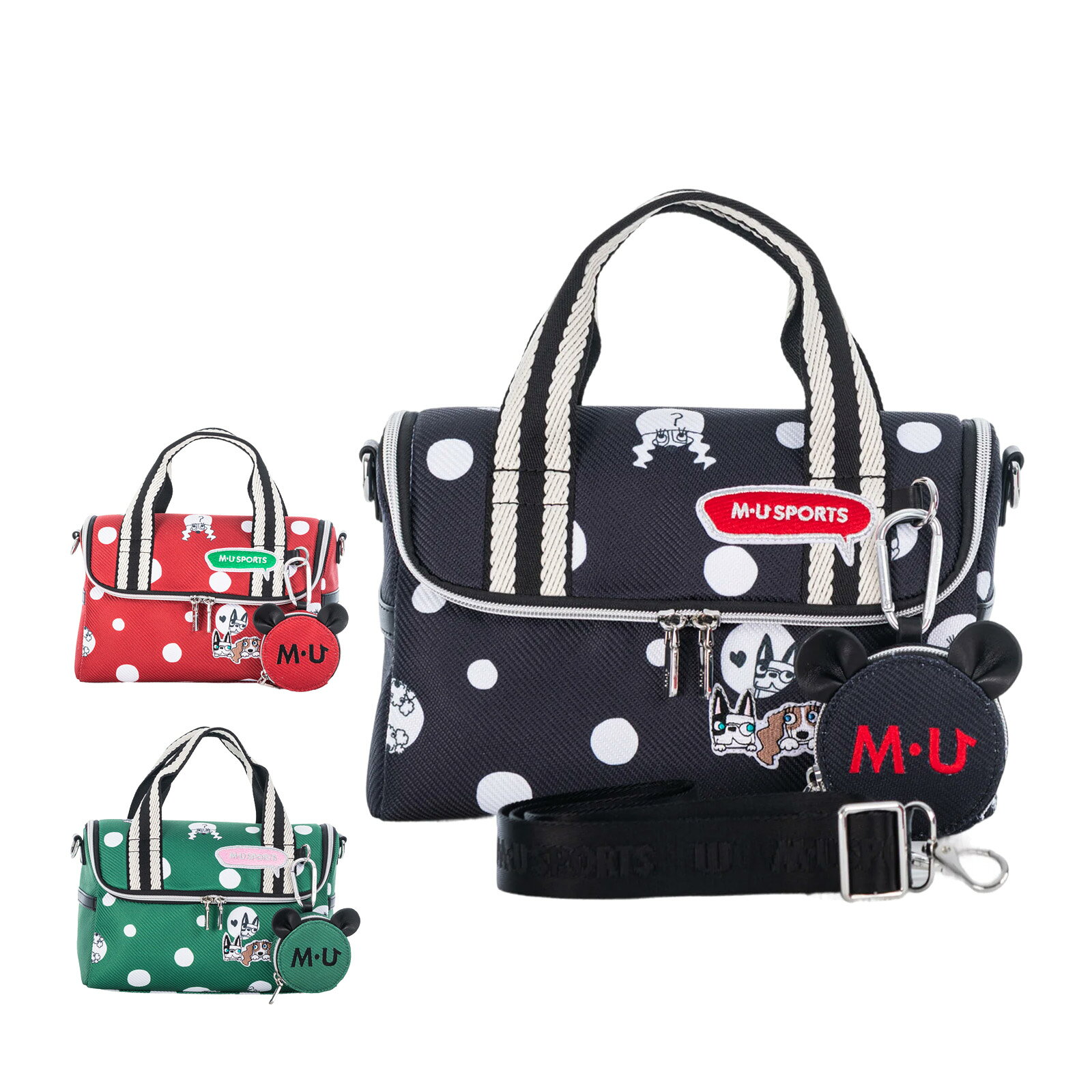 ◆Style Coordination / 永遠の定番をモードに、自由に楽しむ クラシカルなポルカドットに、表情豊かなストライプ柄の持ち手がアクセント。 手にするたび気分が上がる、自由な感性にぴったりの一品です。 シンプルなコーデに合わせるだけで、『こなれ感』のあるスタイルに。 ゴルフウェアなら、あえて反対色を組み合わせてポップなスタイルを楽しむのも素敵です。自分だけのファッションを完成させてみて。 ■素材：ポリエステル ■サイズ：W270×H265×D160 (mm) ■ミニポーチ：W85×H140×D30 (mm) ゴルフ ポーチ ミニトートバッグ ラウンドバッグ ウエストバッグ ヒップバッグ カートバッグ ゴルフ用品 ラウンド用品◆Style Coordination / 永遠の定番をモードに、自由に楽しむ クラシカルなポルカドットに、表情豊かなストライプ柄の持ち手がアクセント。 手にするたび気分が上がる、自由な感性にぴったりの一品です。 シンプルなコーデに合わせるだけで、『こなれ感』のあるスタイルに。 ゴルフウェアなら、あえて反対色を組み合わせてポップなスタイルを楽しむのも素敵です。自分だけのファッションを完成させてみて。 ■素材：ポリエステル ■サイズ：W270×H265×D160 (mm) ■ミニポーチ：W85×H140×D30 (mm) ゴルフ ポーチ ミニトートバッグ ラウンドバッグ ウエストバッグ ヒップバッグ カートバッグ ゴルフ用品 ラウンド用品
