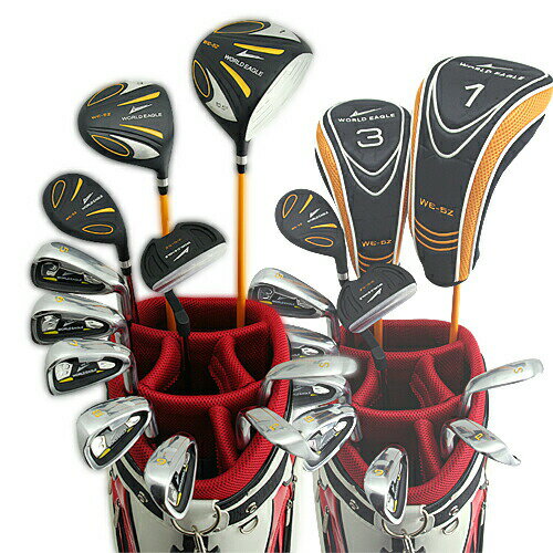 ・WOOD : #1 #3 ・UT ・IRON :#5 #6 #7 #8 #9 PW SW ・PUTTER : 専用パター ・BAG :　CBX003 ウッド2本、UT、アイアン7本、 パターとバック ウッド用ヘッドカバー2点の合計14点セット！！ ※右利き用です メーカー希望小売価格はメーカーカタログに基づいて掲載しています ※ クリックでカタログをご確認頂けます。.*? ■セット内容 （ウッド2本,UT1本,アイアン7本,パター,バッグ） WORLD EAGLE 5Z SERIES 大地を突き抜けるブラックイーグル　黒鷹 Zシリーズとは ワールドイーグルゴルフクラブセットにおいて F,FL,G，X，XLシリーズの6番目として登場しました。 5Zが求める5つのコンセプト 1，ZERO:原点（初心者から楽しく使える） 2，ZEAL:熱意（一生懸命ゴルフで楽しむ） 3，ZONE：区域（幅広く世代を超えて一緒に楽しめる） 4，ZENITH:頂点（コンペに参加、優勝して楽しむ） 5，Z：最高（最高のクラブで楽しむ） 最新モデル5Zシリーズ登場！ 5Zシリーズ！最新モデルを手に入れろ！ 渋いマットブラックのヘッドにサンライトイエローのシャフトがエネルギーの波動を感じさせる極上のカラーリング！ アイアンは素直にパワーを伝えるスチールシャフトを採用！ 更に、カートバッグにはCBXシリーズで一番人気のカラーのホワイトレッドを組み合わせ！！ ・WOOD : #1 #3 ・UT ・IRON :#5 #6 #7 #8 #9 PW SW ・PUTTER : 専用パター ・BAG CBX003 ウッド2本、UT、アイアン7本、 パターとバック ウッド用ヘッドカバー2点の合計14点セット！！ ※右利き用です