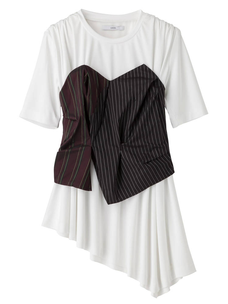 【18年秋冬新作】【大人気！】UN3D.／アンスリードビスチェドッキングトップス　521842700301　【サイズ】FREE【カラー】ダークミックス・ホワイト・ブラック