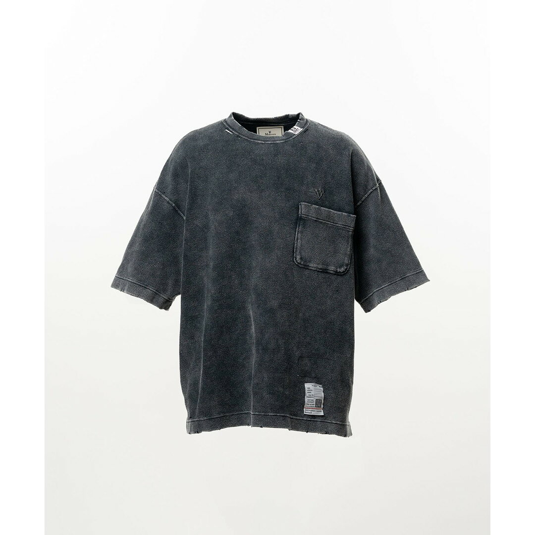 Maison MIHARA YASUHIRO メゾンミハラヤスヒロ Bleached Thermal T-shirt BLACK (J16TS811) 26SS 26春夏 トップス Tシャツ 半袖 ショートスリーブ ブリーチ サーマル ワッフル クルーネック