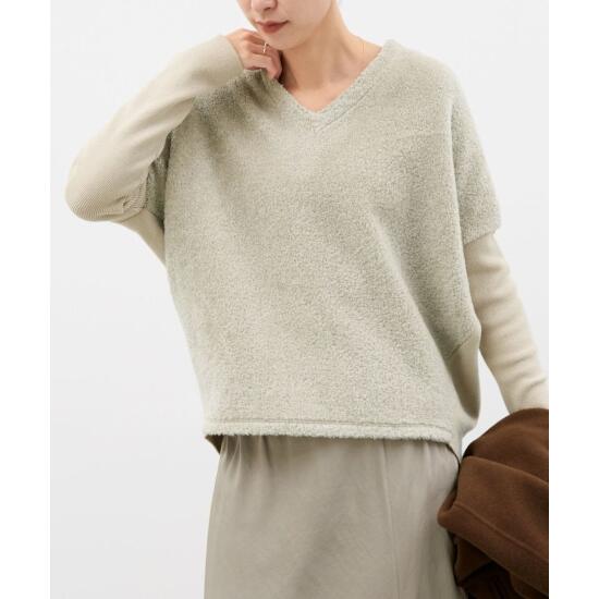 MICA & DEAL【マイカアンドディール】フロントプードルVネックプルオーバー L/GRAY (0124408340)24AW 24秋冬　トップス　ニット　ニットプルオーバー(4)