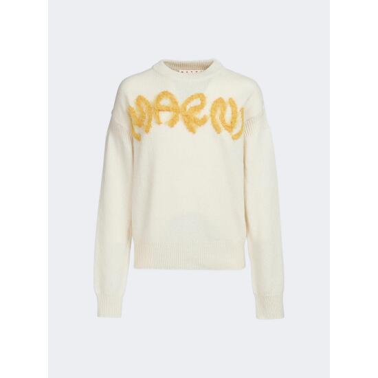 MARNI 【 マルニ 】 シェットランド ウール ロゴ クルーネックセーター white (GCMG0353Q0UFH94200N99) 【 送料無料 】 正...