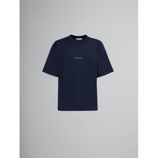 MARNI (マルニ) ロゴ入りオーガニックコットン Tシャツ(ボクシーフィット) blueblack (HUMU0223P1USCS87LOB99) 24ss 24春夏 コットン オーガニック